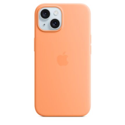 כיסוי סיליקון Apple iPhone 15 Silicone Case with MagSafe orange sorbet אפל צבע כתום